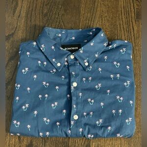 Bonobos Deep Blue Pink Palm Size L Slim Fit Button Down Shirt